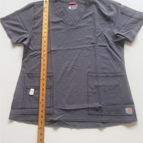 NWT Carhartt Force Scrub Top Womens Large Gray V-Neck Pockets Stretch (G4) - Picture 2 of 10
